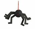 a finished black spider hanging from a red thread