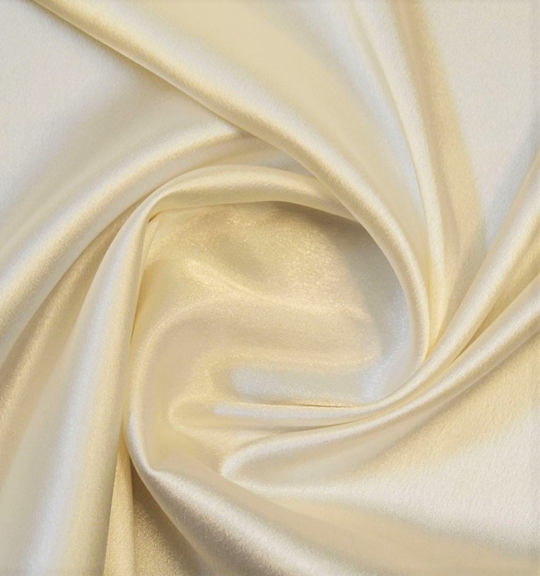 Ivory Stretch Satin Dressmaking Fabric Stretch