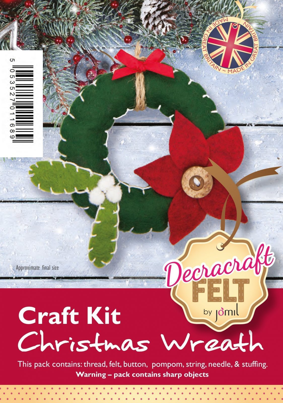 Decracraft Felt Christmas Sewing Kit Christmas Wreath Amble Pin Cushion