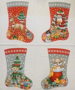 panel showing 4 sections of stocking to be cut out and sewn together