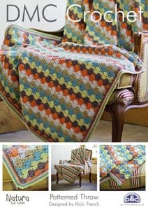 Patterned Throw Blanket 14939 DMC Natura Just Cotton DK Crochet Pattern -  Amble Pin Cushion