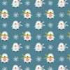 festive penguins on teal background cotton fabric