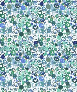 blue green bubbles on white background dear stella fabric cotton
