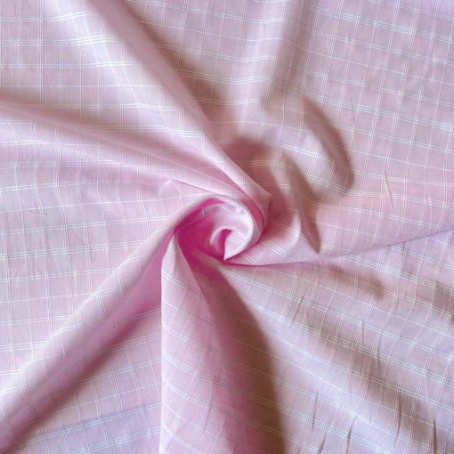 pink cotton checked dressmakingfabric