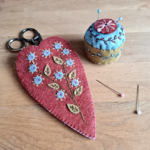 Embridered Scissor Pouch and Pin Cushion by Corinne Lapierre