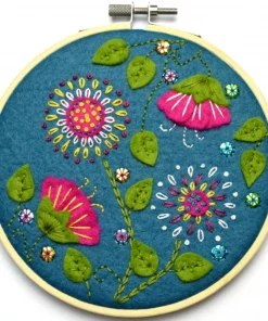 Applique and Embroidery Tropical Flowers and Hoop Kit