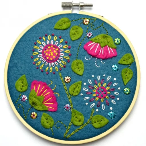 Applique and Embroidery Tropical Flowers and Hoop Kit