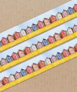 low tack tape with beach hut design