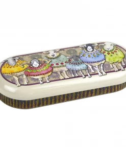 Glasses tin decorated with sheep in sweaters