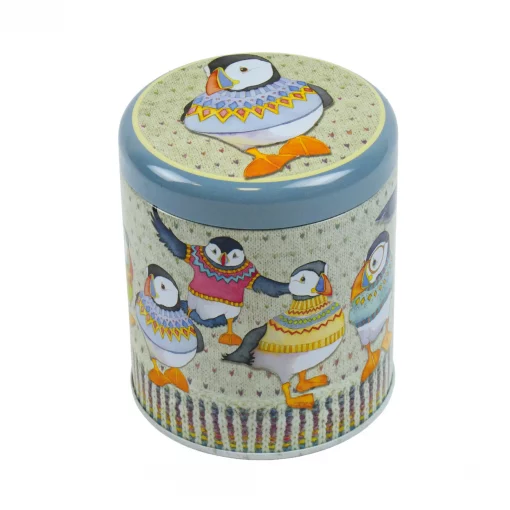 Storage Tin with Woolly Puffins
