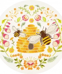 Folk bees embroidery kit