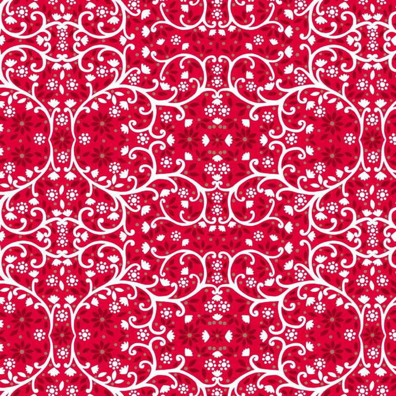 Red and White Scrolling Pattern – Amble Pin Cushion