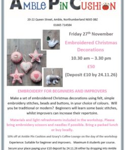 poster for embroidered christmas decoration workshop on 23.11.26