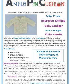 improvers knitting baby cardigan workshop poster 05.06.26
