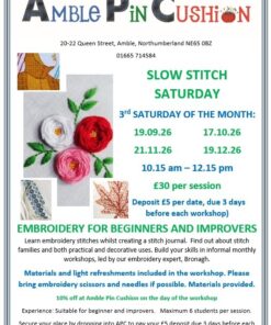 poster for slow stitch classes through autumn 26