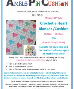 crochet a cushion or blanket with a heart motif workshop poster