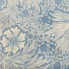 flowers and ferns in cream on a mid blue ground. William Morris style cotton fabric