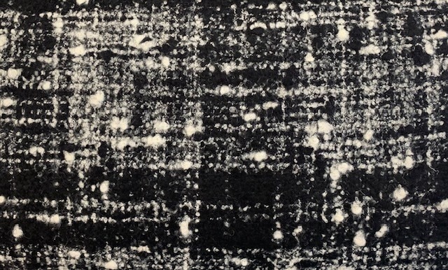 black tweed blend fabric with a thick soft feel white nap