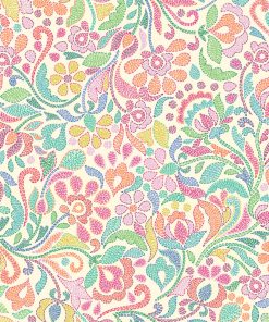 assorted flowers and foliage created in running stitch in rich colours