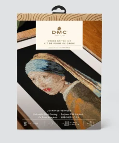 package of girl with a pearl earring cross stitch kit by DMC