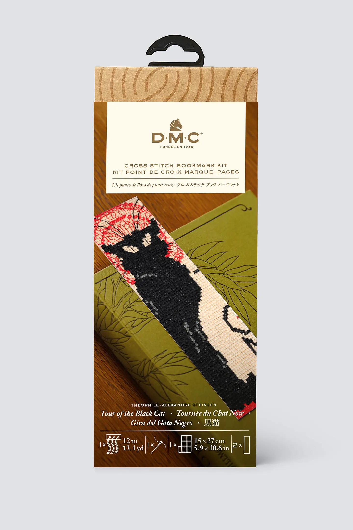 package of Le Chat Noir DMC cross stitch bookmark kit