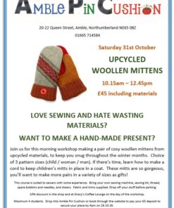 poster for workshop to make upcycled woolly mittens October 26