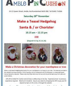 poster for workshop on 28.11.26 to make a christmas decoration using a teasel head and various crafting techniques.