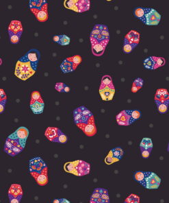sample of little matryoshka cotton fabric