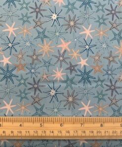 Alternative view of Starfish on Blue Cotton Fabric