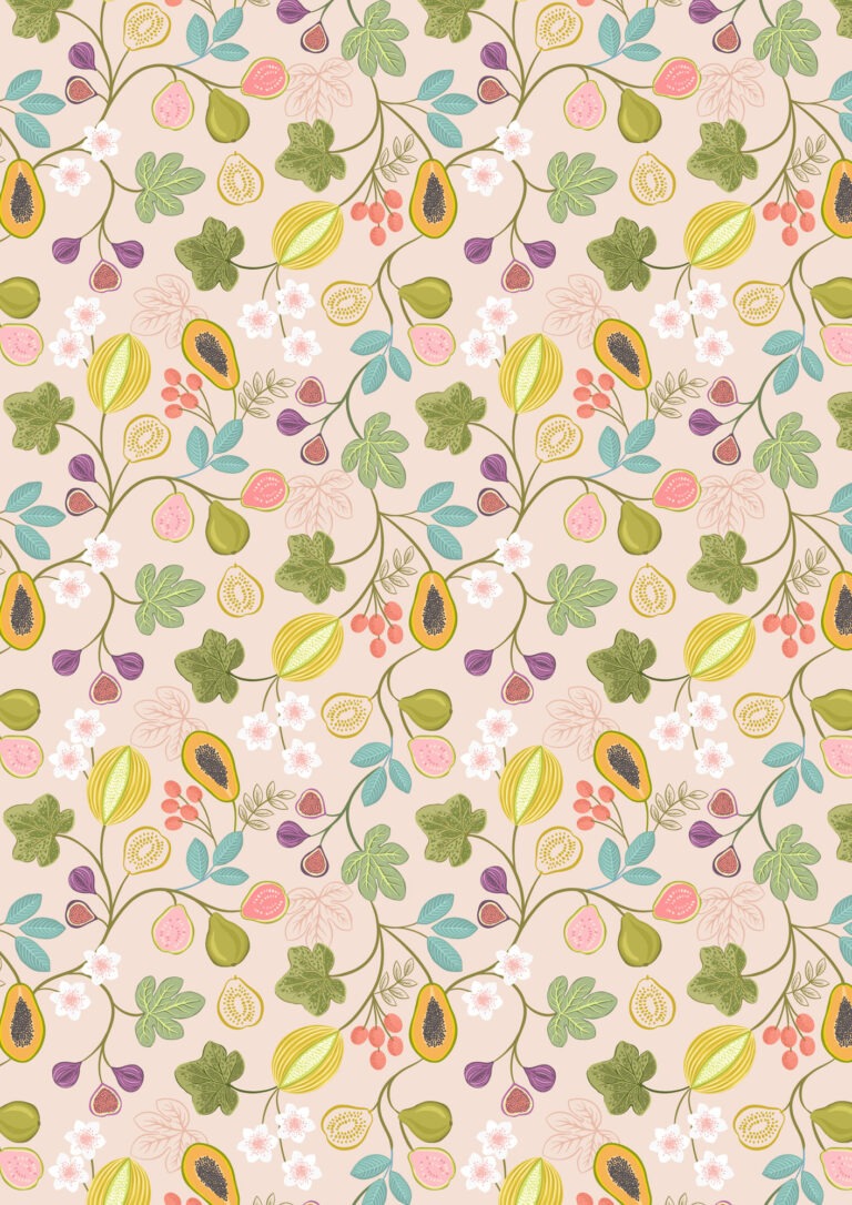 sample of Paradise Fruit on pale pink/peach ground