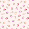 sample of multi directional fabric with cartoon bunnies and small clumps of tulips