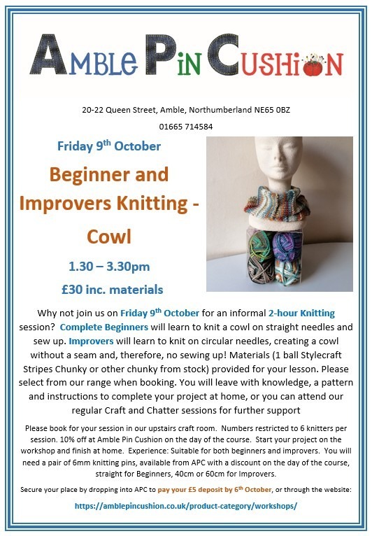 poster for cowl knitting workshop
