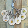 showing two each of three designs of crochet stitch markers