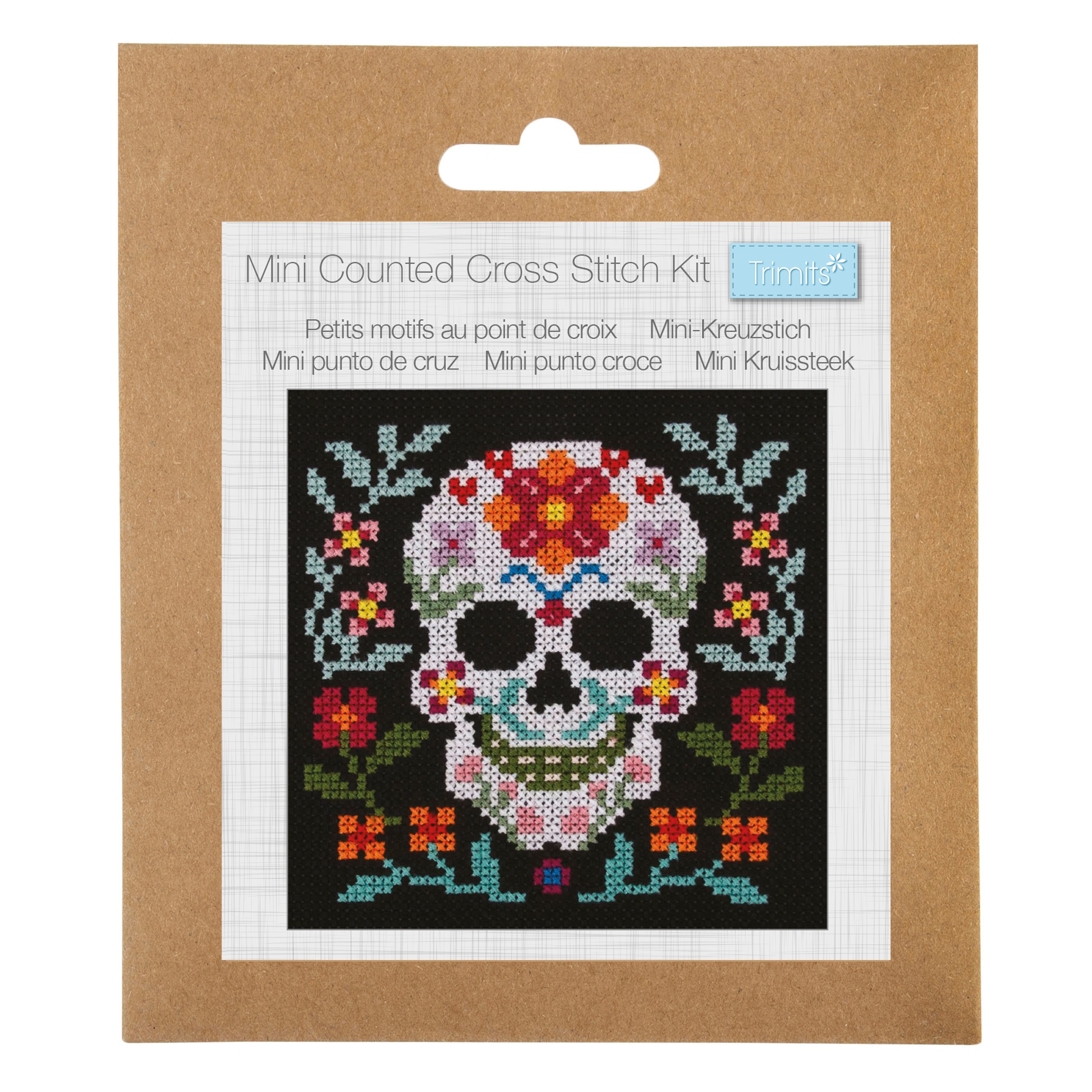 packet of skull cross stitch kit