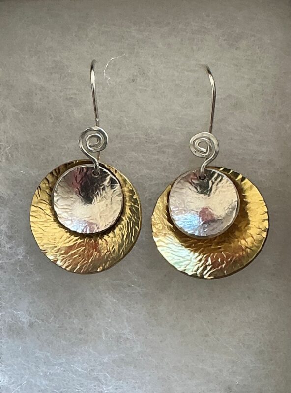 earrings silver and brass - curved