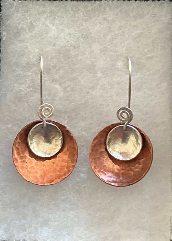 earrings - silver with copper